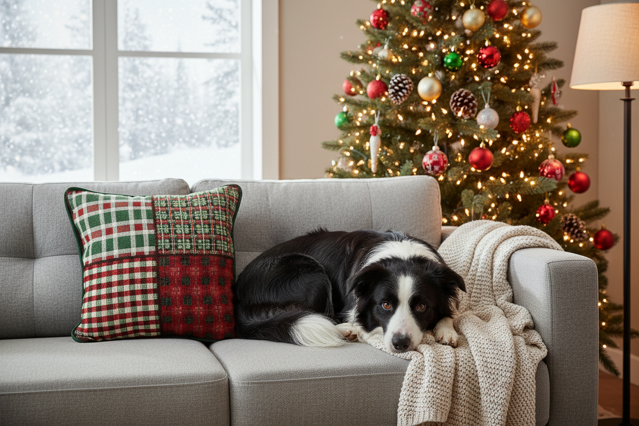 Holiday Plaid Woven Tapestry Pillow 17x17