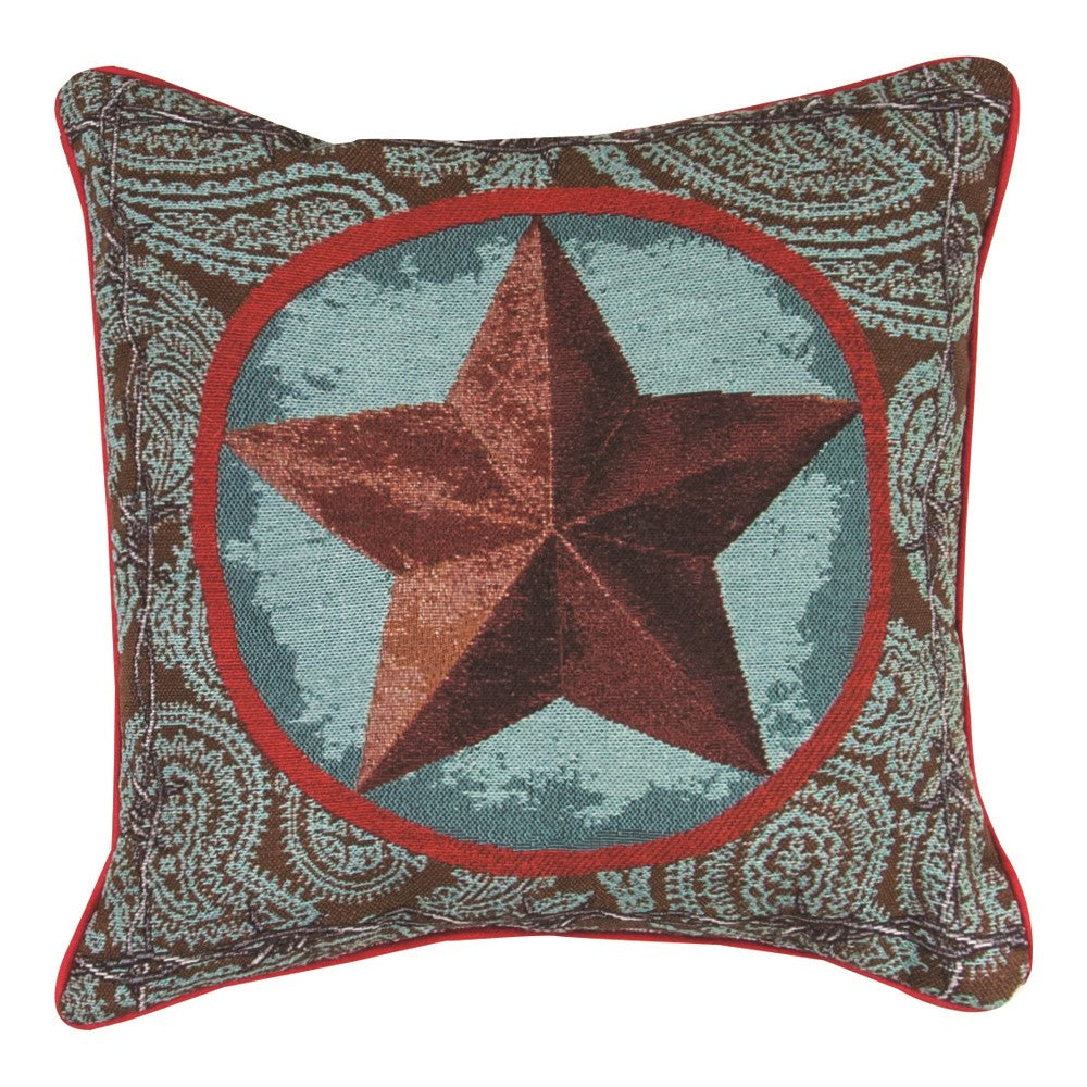 Western Star Red Tapestry Pillow 17"x17" Throw Pillow