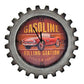 Red Gasoline Retro Style Muscle Car Gear Shaped Wall Clock with LED Lights