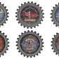 Set of 6 Vintage Style Muscle Car Gear-Shaped Iron Wall Clocks
