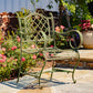 Stephania Victorian-Style Iron Garden Armchair in Antique Green