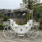 Antoinette Large Parisian Style Iron Carriage with Planters in Antique White