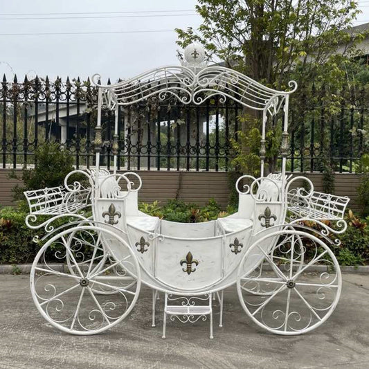 Antoinette Large Parisian Style Iron Carriage with Planters in Pink