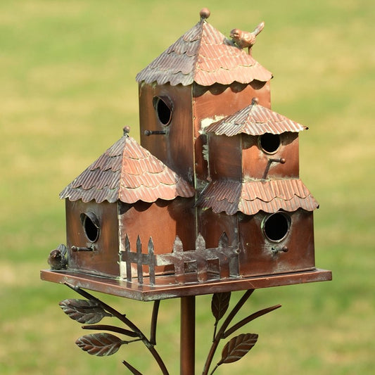 73.75 inch Tall Country Style Multi-Home Iron Birdhouse Stake Plumsteadville
