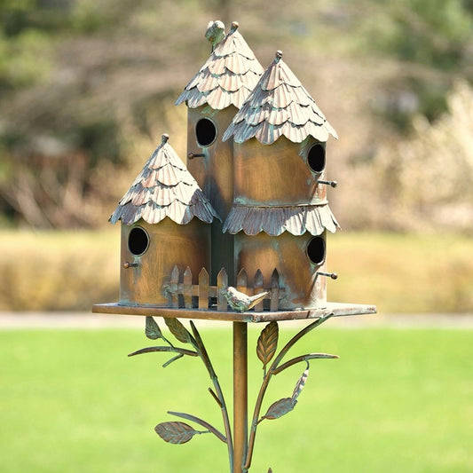 76.75 inch Tall Country Style Multi-Home Iron Birdhouse Stake Pipersville