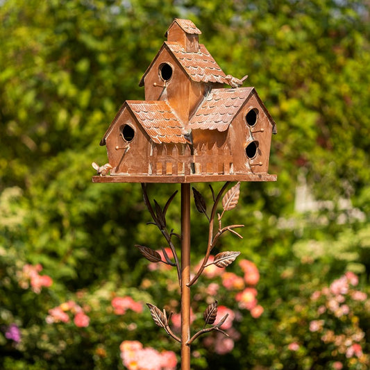 75 inch Tall Country Style Multi-Home Iron Birdhouse Stake New Britain