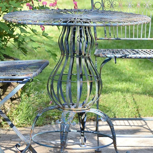 Three Piece Metal Bistro Set with Two Folding Chairs & One Round Table in Cobalt Blue