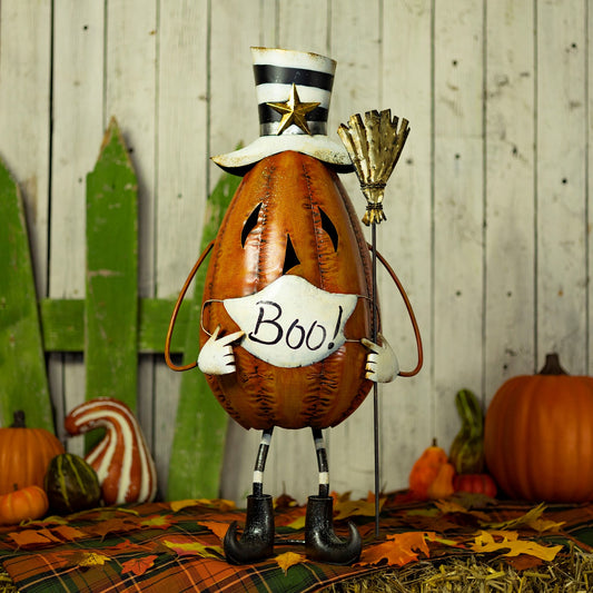 Top Hat Jack-O-Lantern with Face Mask 27.5" Tall