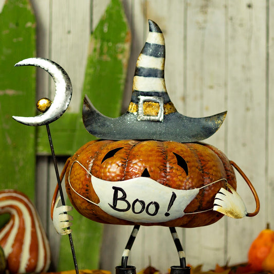 Tall Witch Hat Jack-O-Lantern with Face Mask 20.5"