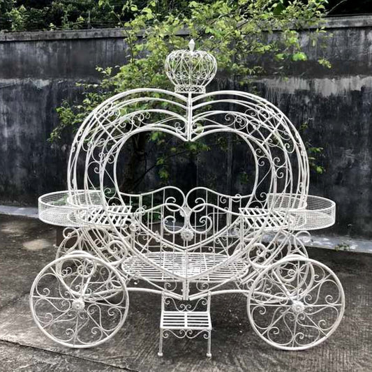 Courtney Heart-Shaped Iron Flower Carriage in Antique White