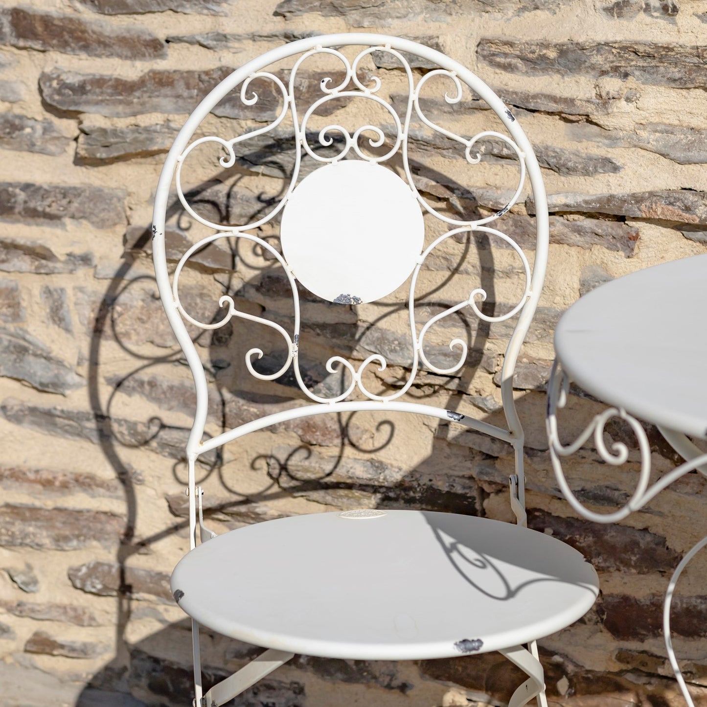 Le Chardenoux 1908 Three Piece Metal Bistro Set in Antique White