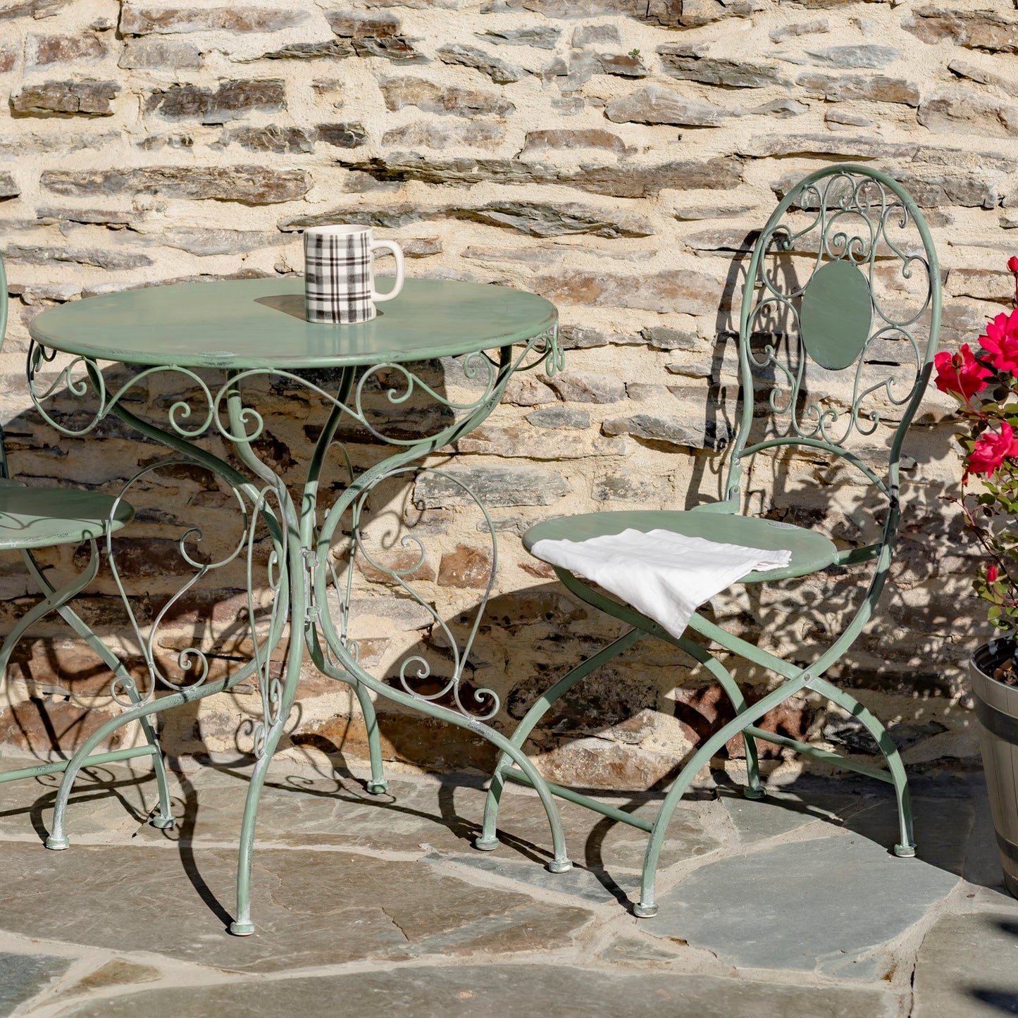 Le Chardenoux 1908 Three Piece Metal Bistro Set in Antique Green