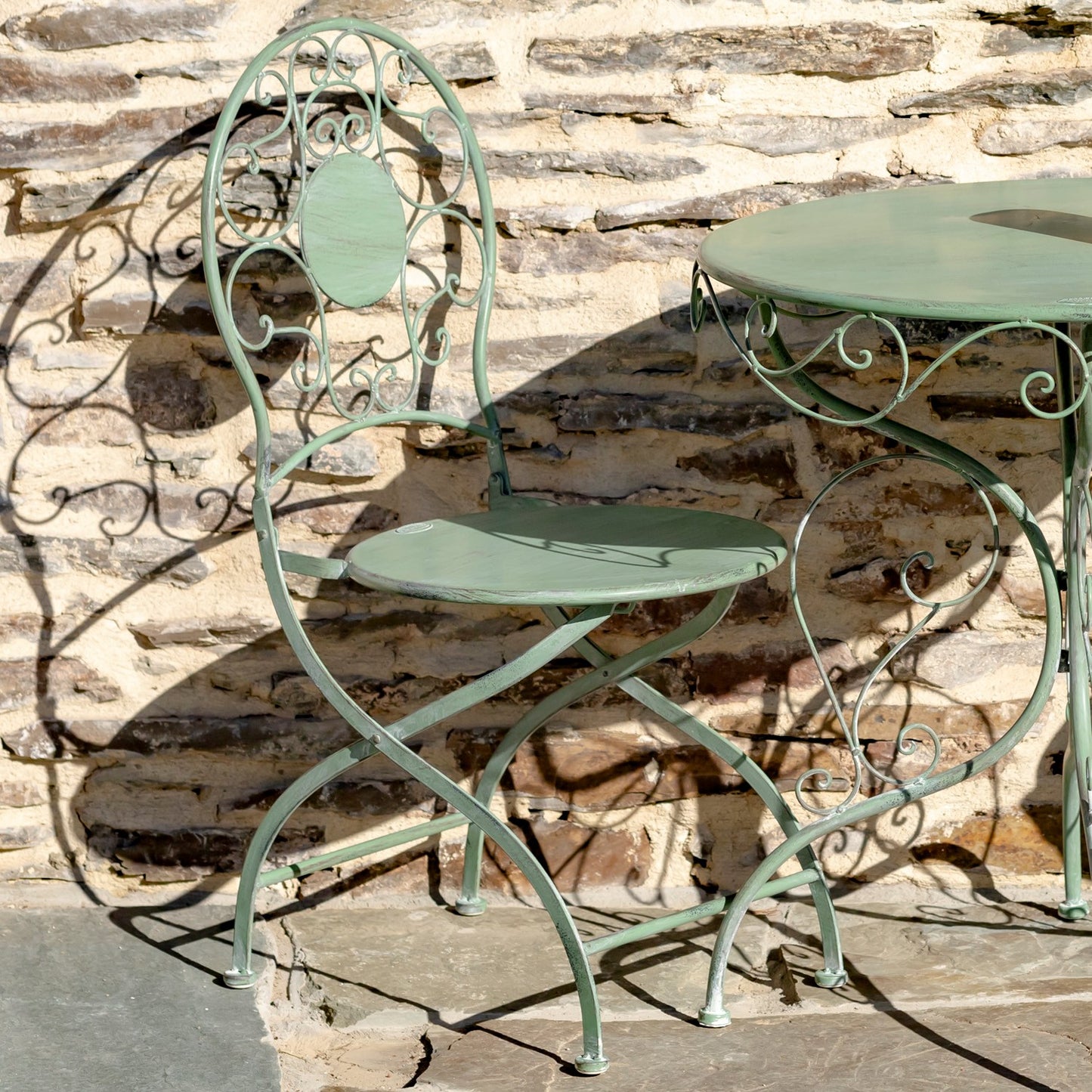 Le Chardenoux 1908 Three Piece Metal Bistro Set in Antique Green