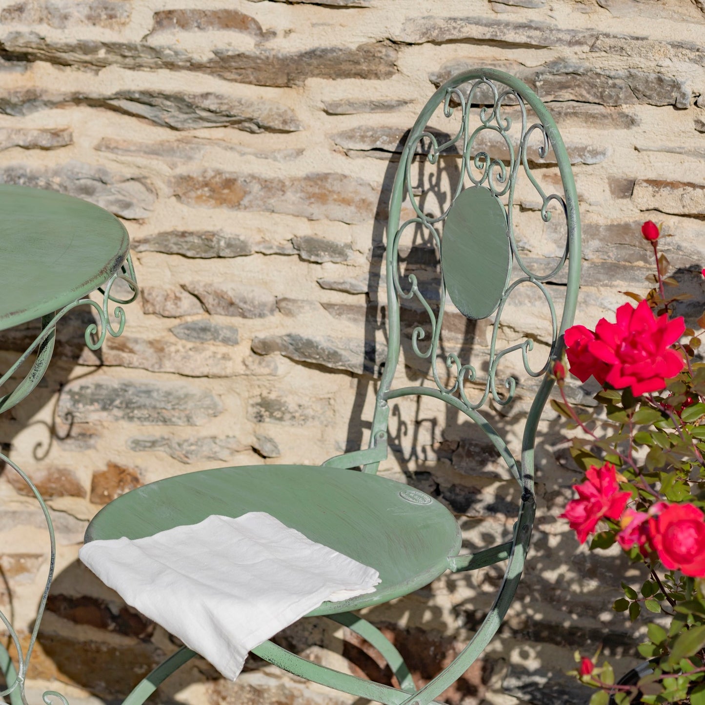 Le Chardenoux 1908 Three Piece Metal Bistro Set in Antique Green