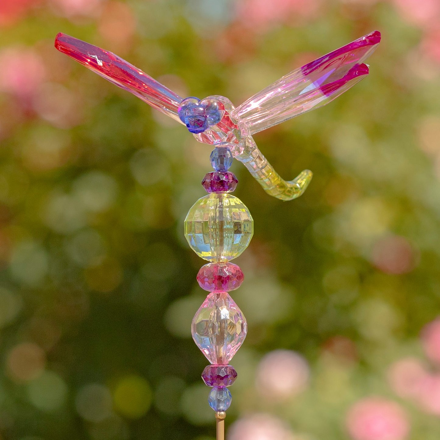 22" Tall Five Tone Acrylic Dragonfly Pot Stakes in 6 Assorted Colors