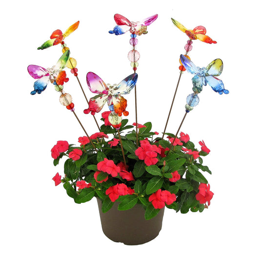 22" Tall Five Tone Acrylic Butterfly Pot Stakes in 6 Assorted Colors