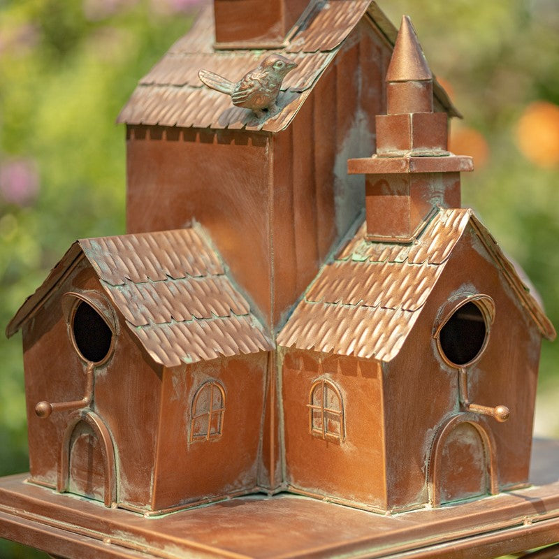 75.75 inch Tall Large Copper-Colored Multi-Home Iron Birdhouse Stake Montana