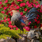 27" Tall Painted Iron Rooster Decoration Chester