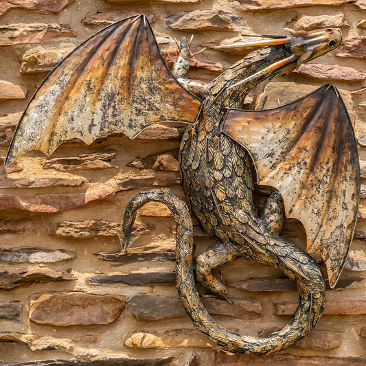 29.25" Tall Metal Serpentine Dragon Wall Decoration Chumana