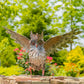 19" Tall Soaring Metal Great Horned Owl Accent Ash