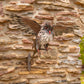 26.5" Tall Metal Great Horned Owl Taking Flight Off Branch Bramble