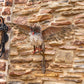 26.5" Tall Metal Great Horned Owl Taking Flight Off Branch Bramble