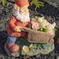 17" Tall Spring Gnome Garden Statue with Wheelbarrow