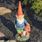 16" Tall Spring Gnome Garden Statue with Mushrooms