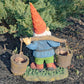 21" Tall Spring Gnome Garden Statue Holding Two Buckets