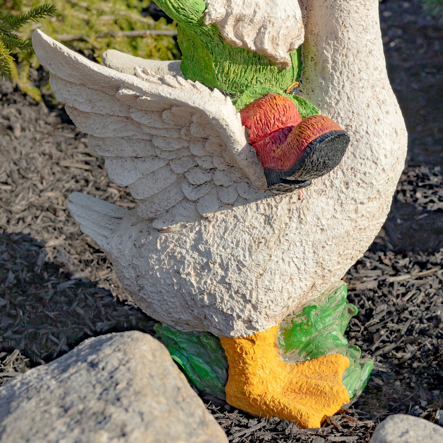 23" Tall Spring Gnome Garden Statue Riding a Duck