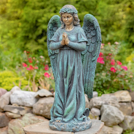 36" Tall Praying Magnesium Angel Statue in Antique Bronze Gabriella