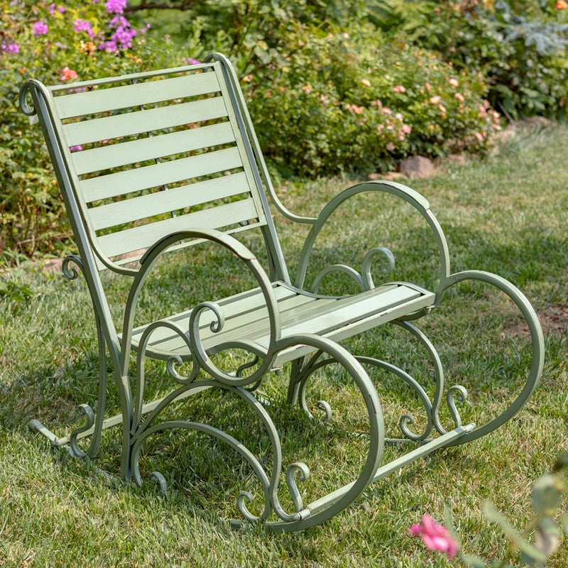 Monte Carlo 1968 Iron Rocking Arm Chair in Antique Green