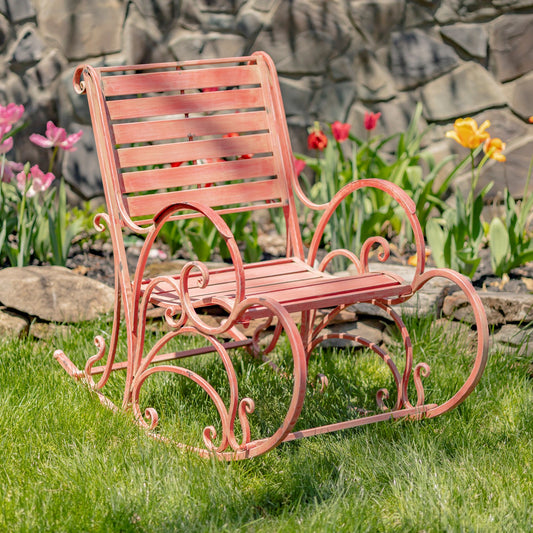 Monte Carlo 1968 Iron Rocking Arm Chair in Flamingo Pink