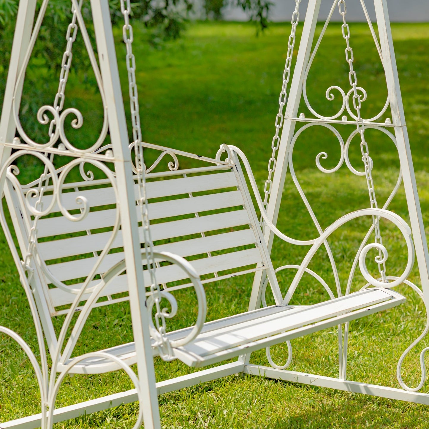 Monte Carlo 1968 Iron Swing Bench in Antique White