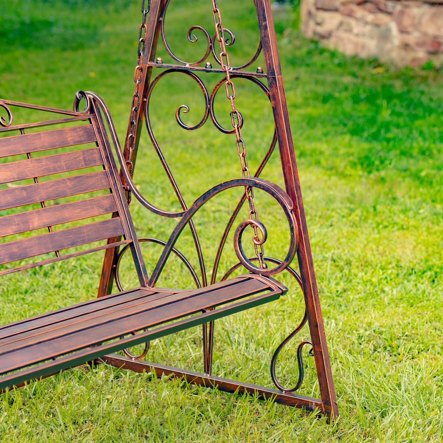 Monte Carlo 1968 Iron Swing Bench in Antique Bronze