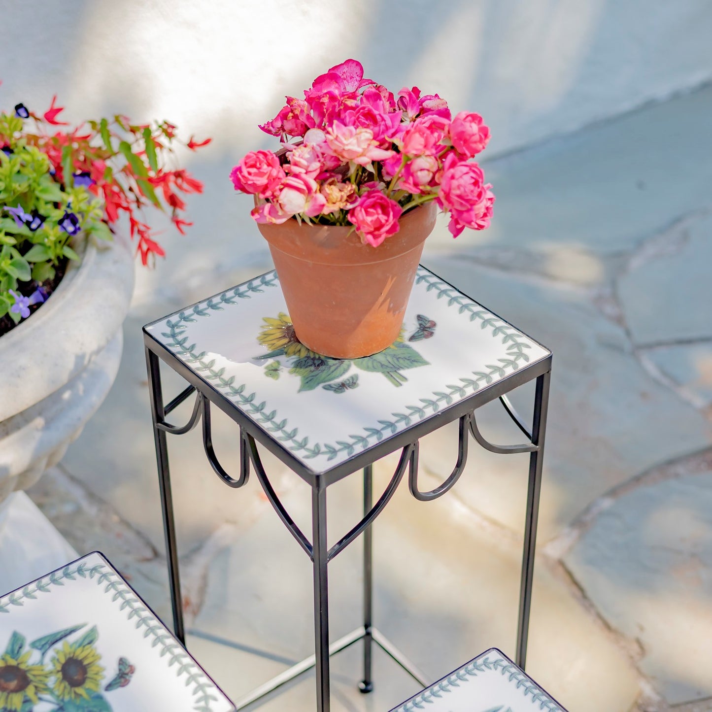 Marisol Set of 3 Square Nesting Iron Mosaic Plant Stands