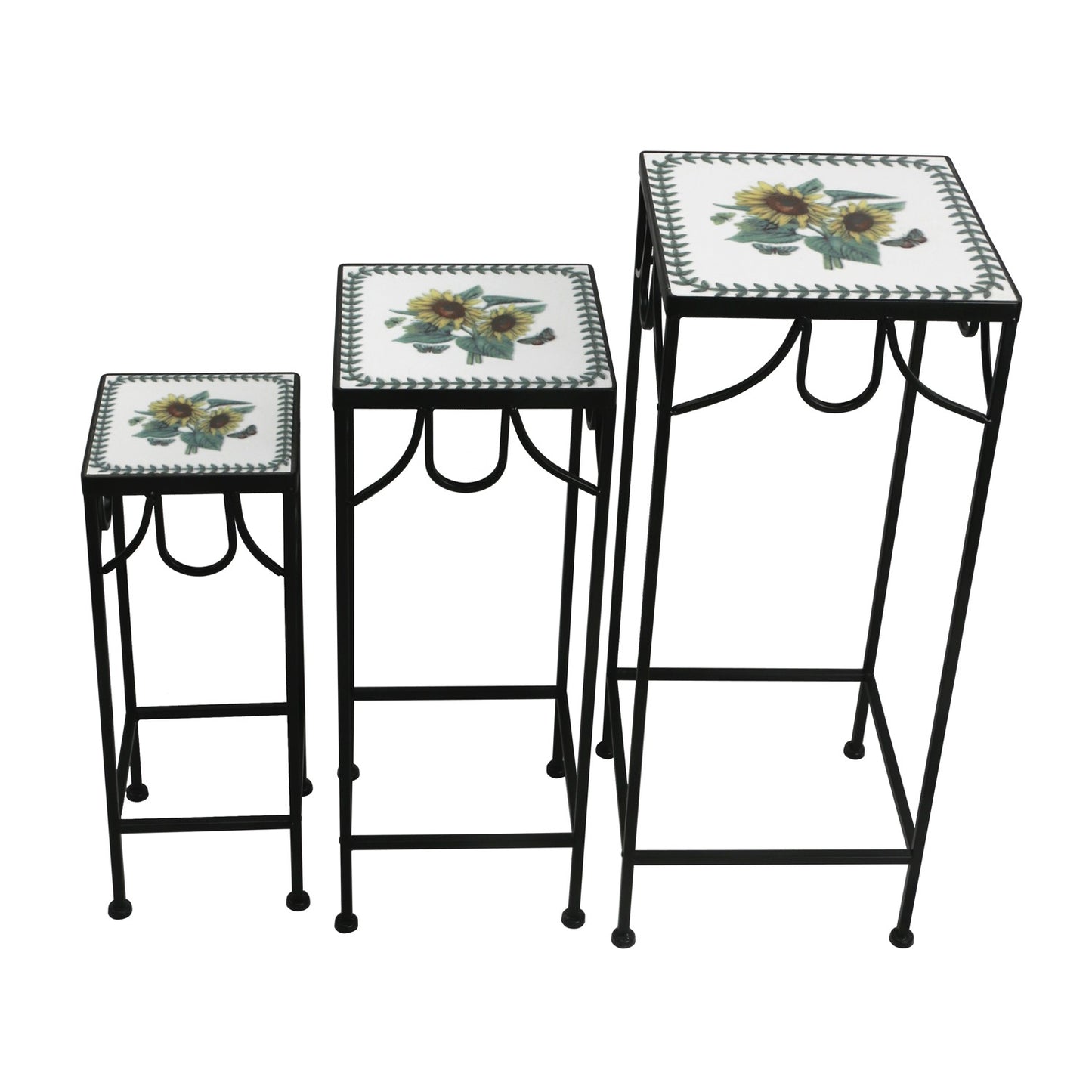 Marisol Set of 3 Square Nesting Iron Mosaic Plant Stands