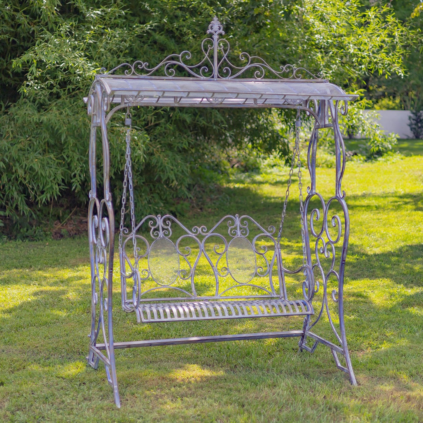 Giorgi Iron Swing Bench in Blue/Bronze