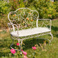 Esme Iron Garden Bench with Heart Designs in Antique White