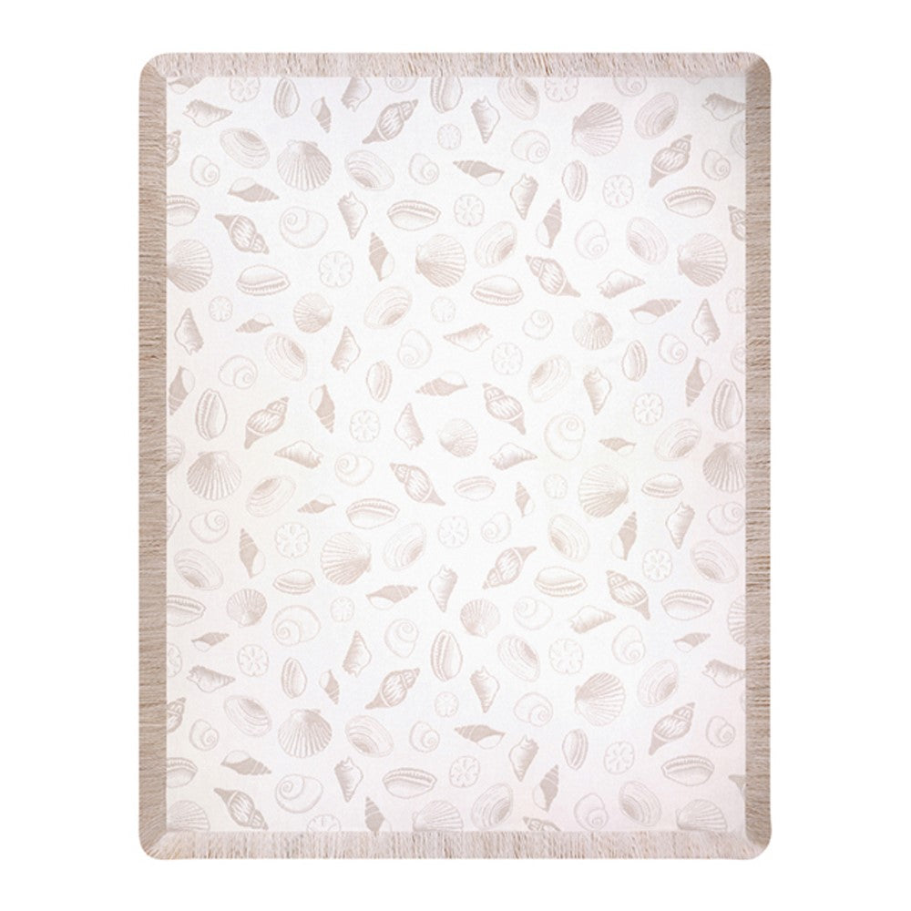 Seashells Natural Bisq Rayon Throw- 48X60 Woven Throw