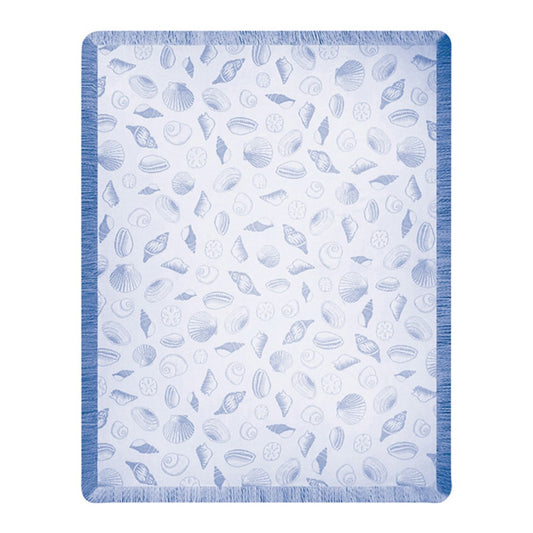 Seashells Periwinkle Rayon Throw-48x60 Woven Throw