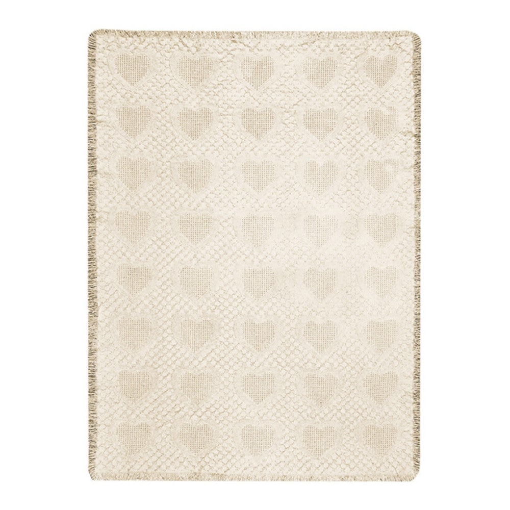 Basket Weave Hearts 2-Layer Throw -46X60 Woven Throw