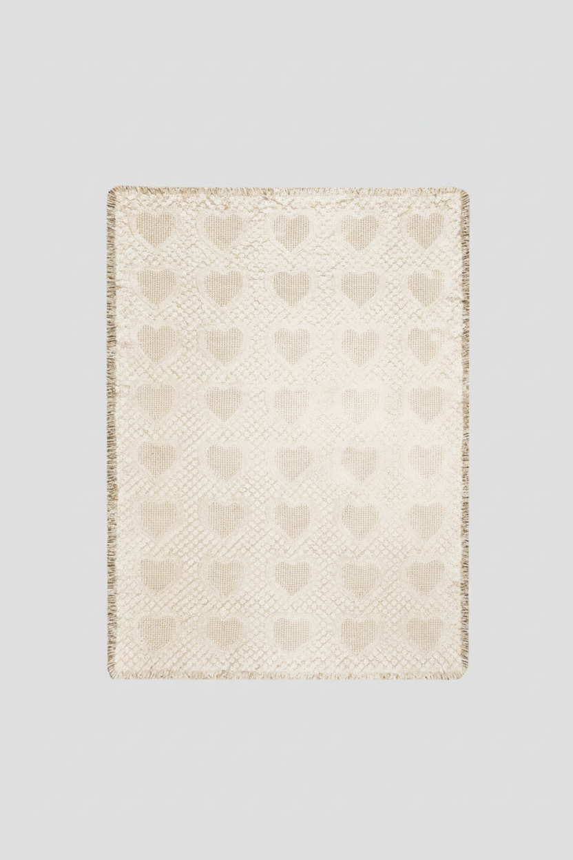 Basket Weave Hearts 2-Layer Throw -46X60 Woven Throw