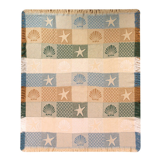 Seashells By The Seashore 2 Layer Throw - Woven Throw