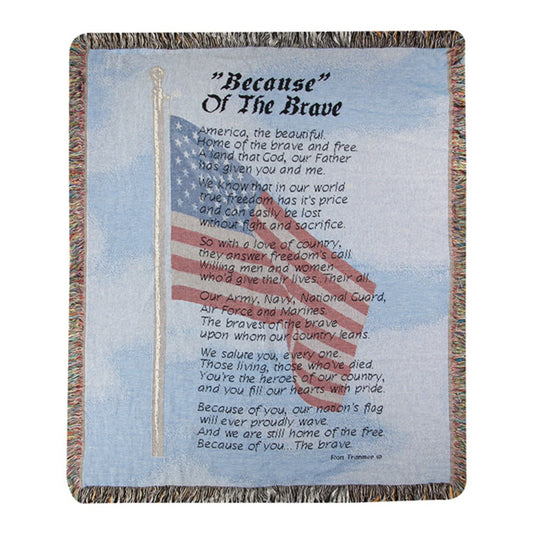 Because of the Brave Tapestry Throw-50x60-Woven Throw