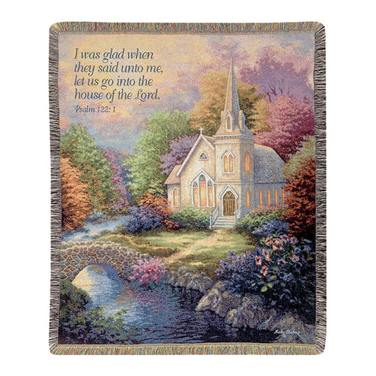 Church In The Country w/ Verse Tapestry Throw-50X60 Woven Throw