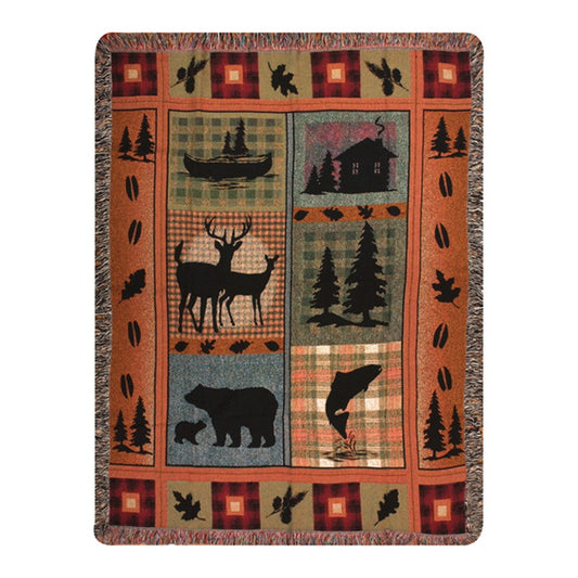 Bear Lodge Tapestry Throw 50X60 Woven Throw