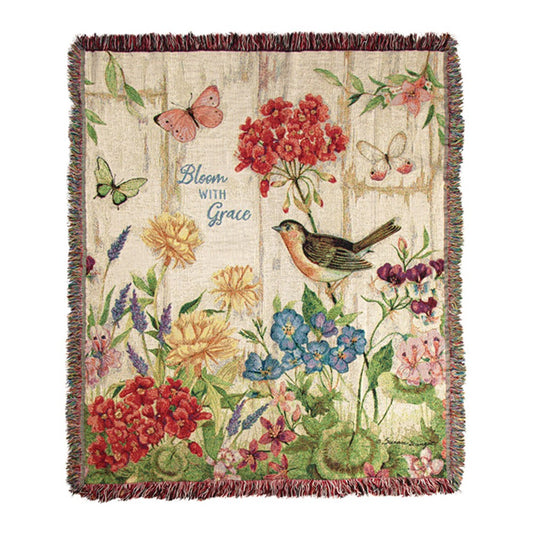 Bloom With Grace Tapestry Throw 50X60 Woven Throw