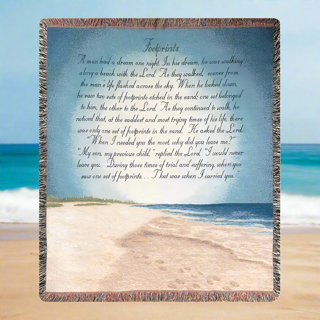 Footprints In The Sand -50X60 Woven Tapestry Throw