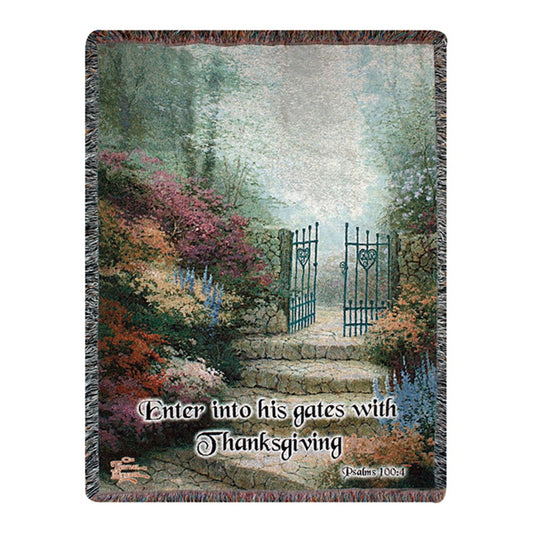 Thomas Kincade-Garden of Promise w/ Verse Tapestry Throw-50X60 Woven Throw